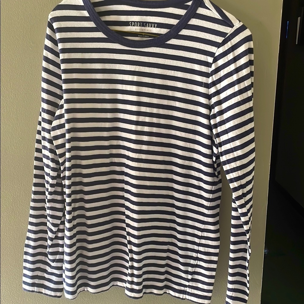Navy and White Striped shirt